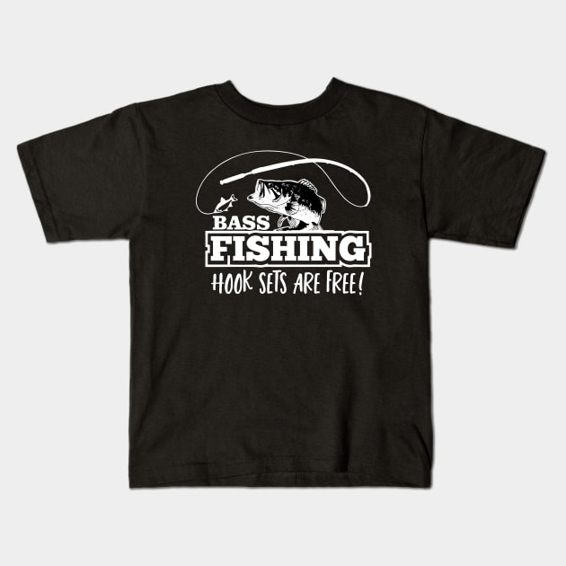 Bass Fishing Hook Set Lure Quote Largemouth Funny Kids T-Shirt by Outdoor Strong 